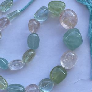 10mm 20mm Natural Multi aguamarina piedra suave Tumble piedras preciosas hebra collar al por mayor joyería fina de gama alta en línea DIY - Product Image 2