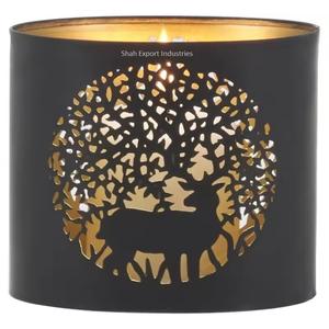 Bocaux à bougies votifs ronds en métal de fabrication indienne avec conception de flocon de neige pour la maison et les décorations de Noël - Product Image 5