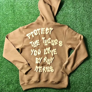 Sweat à capuche graphique pour homme Safe Keepings, marron, streetwear, imprimé en relief, sweat à capuche décontracté, style urbain - Product Image 4