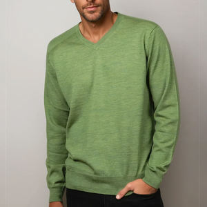 Suéteres de invierno de talla grande para hombre, prendas de punto estándar personalizadas OEM, mezcla de lana acrílica, puños acanalados, Color sólido, uso diario informal - Product Image 6