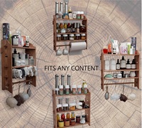 3 Tier Kruidenrek | Keukenopslag | Wandplank | Houten Houder Voor Keuken, Badkamer, Organizer 3 Tier Plank Voor Opslag
