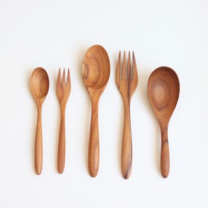 Utensilios de madera hechos a mano para uso diario cubiertos de madera de larga duración utensilio natural para comer - Product Image 5