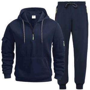 ชุดวอร์มมีฮู้ดสำหรับผู้ชาย ผ้าฝ้าย 100% เป็นมิตรกับสิ่งแวดล้อม น้ำหนักเบา ระบายอากาศได้ดี ไซส์ใหญ่ ลายเรียบ ชุดกีฬา สำหรับฤดูหนาว - Product Image 4