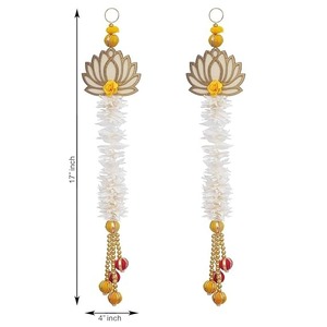 Fleur artificielle en Mdf blanc motif Lotus suspendu pour porte et décor Pooja Paire de 2 guirlandes pour décoration de toile de fond - Product Image 2