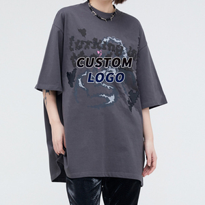 Logo personnalisé lavé à l'acide t-shirt uni blanc amusant scorpion <span class=keywords><strong>mousse</strong></span> impression décontracté ample t-shirt lourd Vintage t-shirt Homme - Product Image 1