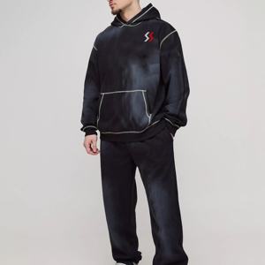 ชุดเซ็ตฮู้ดดี้พิมพ์ลายลำลองสไตล์สตรีทแวร์สำหรับฤดูหนาว  กางเกงขายาวทรงบานผ้าฟลีซคอตตอนสำหรับผู้ชาย  รับผลิตตามแบบของลูกค้าพร้อมสกรีนโลโก้จากผู้ผลิต OEM - Product Image 1