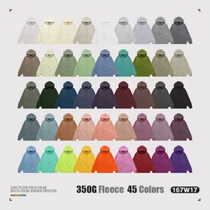 45 cores de alta qualidade 350G Plain Oversized Hoodies das mulheres dos homens Sweatshirts Logotipo personalizado Fabricante Branco Preto