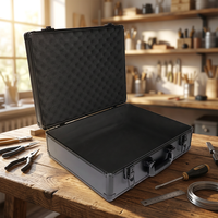 Grande valise de transport en aluminium noir vide de grande capacité avec mousse alvéolée, boîte à outils portable et durable en aluminium pour équipements et instruments
