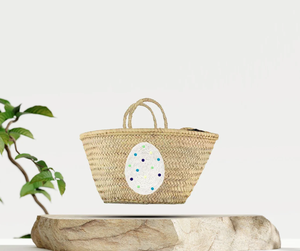 Small Easter <b>Basket</b> - Moroccan Straw Bag - <b>Egg</b> Power Small <b>Basket</b> - Product Image 1
