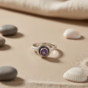 Anillo de Plata 925 con Amatista para Mujer, Joyería con Piedras Preciosas - Product Image 1