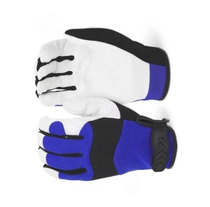 Goatskin ถุงมือช่างกลสีดำ,ถุงมือนิรภัยสำหรับทำงานถุงมือช่างกลผิวแพะผิวสีฟ้าแบบพรีเมียม - Product Image 3