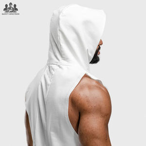 Men Sleeveless Solid Winter <b>Workout</b> <b>Hoodies</b> | 100% Cotton Gym Training Hoodie Vest | Private Label OEM Factory Wholesale - Product Image 4