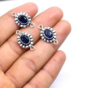 พรีม บญ่า อะนติก ซิลเวอร์ ชุบทอง 18K พลอยแทนซาไนต์ ตัวเชื่อมแบบวงคู่ ขนาด 24x13 มม. NC86 อุปกรณ์ตกแต่งสำหรับทำเครื่องประดับ - Product Image 3