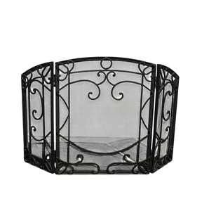 Leaf Design Black Wrought Iron Fireplace <b>Fire</b> <b>Guard</b> <b>Fire</b> Place Panels Indoor Decoration Screen Sturdy Durable Metal <b>Fire</b> Screen - Product Image 6