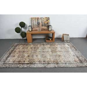 พรมขนสัตว์สีเบจสีเขียวแบบเย็บปะต่อกัน5.2x8.8ฟุตสไตล์ตุรกีการออกแบบ Aubusson สำหรับห้องนั่งเล่นข้างเตียงห้องโถงพร้อมแผ่นรองยาง - Product Image 3