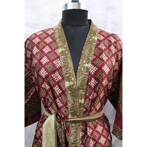 Caftán vintage para mujer, vestido largo estilo sari de seda, ropa informal, ideal como complemento a la ropa de baño. - Product Image 6