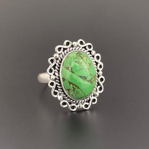 Anillos de cobre verde turquesa hechos a mano, joyería, anillos de promesa para mujer, anillos de plata de ley 925, joyería de cobre Turquesa - Product Image 4