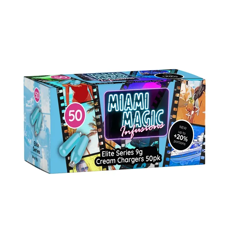 Di alta qualità CE certificata vendita calda Miami Magic 50 Pack 9g miglior caricatore di panna montata per la decorazione della torta