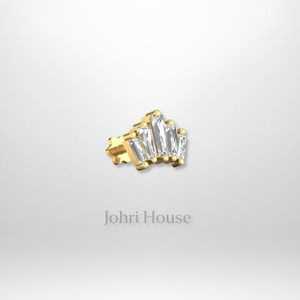 ขายส่ง5 Baguette เพชรโค้งต่างหูเจาะทอง14K เครื่องประดับห้องปฏิบัติการที่ปลูกและเพชรธรรมชาติ - Product Image 2