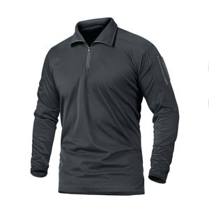 เสื้อโปโลคอปกพับลงสำหรับผู้ชายแฟชั่นลำลองปักลายสีพื้น - Product Image 4