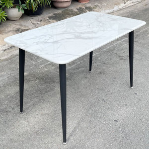 โต๊ะรับประทานอาหารทรงสี่เหลี่ยมผืนผ้า ขนาด 120x70 ซม. ขาเหล็ก ท็อปหินอ่อน ประกอบสำเร็จ ขยายได้ สำหรับใช้ในบ้าน สำนักงาน หรือห้องนั่งเล่น รุ่น BA68092 - Product Image 6