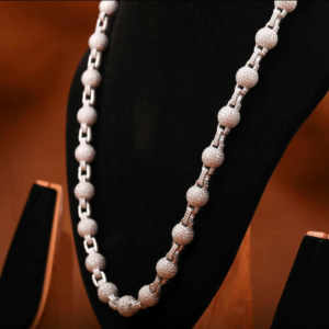 Collar de Cadena con Dijes de Bolas Estilo Hip-Hop y Moissanita en Plata de Ley 925, Nuevo Estilo Moderno, Cadena Cubana para Hombre - Product Image 1