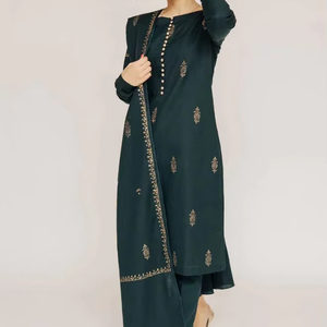Costumes Shalwar Kameez en 3 pièces cousus pour l'hiver, tissu en lin de qualité supérieure, vente en gros de robes indiennes et pakistanaises pour femmes, fête - Product Image 1