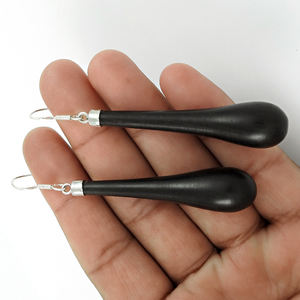 คุณภาพสูงสีดําไม้ผู้หญิงแฟชั่นต่างหูการออกแบบที่ไม่ซ้ํากันเครื่องประดับพิเศษ 925 เงินสเตอร์ลิงราคาขายส่งซัพพลายเออร์ - Product Image 2