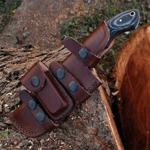 Handmade Damascus Steel Tracker Knife Custom Survival Blade Black Micarta Handle Leather Sheath Perfect Grip OEM High Quality - Product Image 6