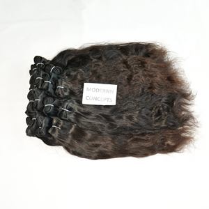 Cutícula sin procesar alineada Natural sedoso ondulado Color negro virgen crudo indio templo cabello humano suelto onda profunda Super onda - Product Image 2