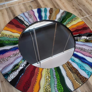Détail de mosaïque coloré Miroir de mosaïque fait à la main Wallart - Product Image 1