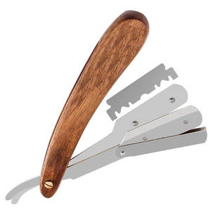 Rasoir droit de coiffeur en acier inoxydable de haute qualité pour rasage rasoir à manche en bois à bord unique - Product Image 3