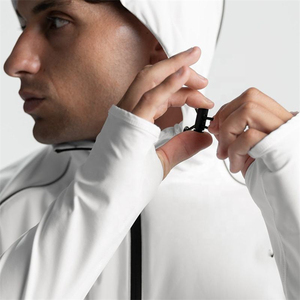 Sudadera con capucha de entrenamiento con cremallera para hombre de marca superior, chaqueta atlética de poliéster transpirable para gimnasio para deportes de invierno - Product Image 2