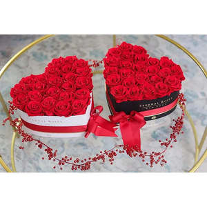 Grand Chelsea Eternal Rose Gift Box White Scarlet Accents Square Shape for Valentine's Day Mother's Day Gifts Made Natural - Product Image 3