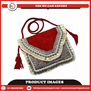 Bolsos de mano Banjara bohemios de yute duraderos de alta calidad para mujeres y niñas, bolso de mano de noche con tirantes bordados de yute a la moda - Product Image 2