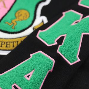 AKA maglione con scollo a V nero HBCU greco abito da confraternita ricamato con cresta rosa strisce verdi stile College abbigliamento greco lettera - Product Image 6