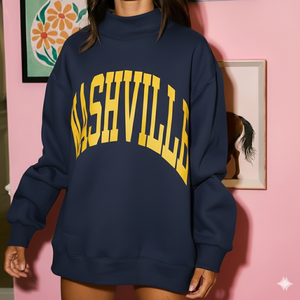 เสื้อสเวตเชิ้ตโอเวอร์ไซส์ผู้หญิง คอเต่า แขนยาว ดีไซน์ไหล่ตก ทรงหลวม สไตล์ลำลอง สำหรับฤดูใบไม้ร่วง - Product Image 1