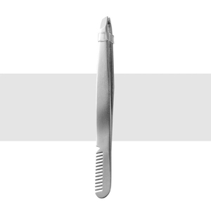 Pince à épiler pour sourcils avec peigne, double usage, en acier inoxydable, pointe inclinée, haute qualité, logo personnalisé, écologique, fait main - Product Image 3