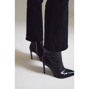 Jeans Negros de Cintura Alta con Corte Acampanado, Mezclilla Transpirable con Estilo Simple, Talla XL, Holgados, Estampado Sexy - Product Image 5