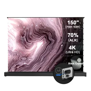 72-150inch New Enhanced Contrast/Gain Black Crystal Motorized ALR Ambient Light Rejecting Screen For Long Throw Projector