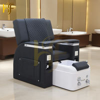 Fauteuil de pédicure inclinable noir avec bassin de trempage pour manucure, jet hydraulique et pompe de vidange pour salon de manucure et pédicure