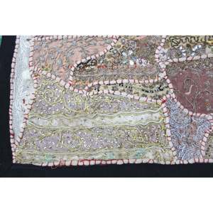 Indian Bohemian Art <b>Wall</b> Hanging Beige Cotton Mandala <b>Tapestry</b> 25 X 50 Inches Abstract Embroidered for <b>Wall</b> Decor for Halloween - Product Image 3