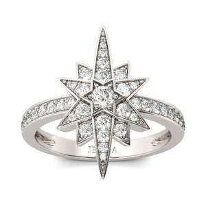 แหวนหมั้นเงินสเตอร์ลิงทรงกลมประดับเพชรเซอร์คอนจาก Jeulia Star Design - Product Image 1