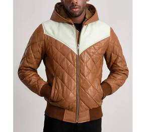 แจ็คเก็ตขนเป็ดมีฮู้ดหนังแกะแท้ - Product Image 5