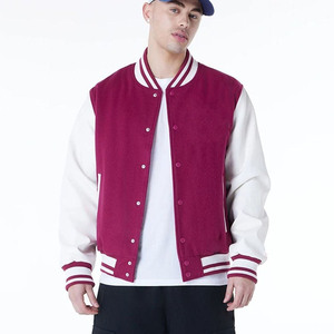 Venta al por mayor cierre de botón de gran tamaño dentro del bolsillo impactante Rosa Varsity chaqueta para hombres Letterman College Baseball Bomber Jacket - Product Image 1