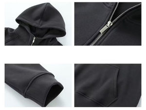 Unisexe 550 GSM coupe-vent tissu surdimensionné 1/4 fermeture éclair à capuche en relief personnalisé Oem broderie hiver décontracté mode hommes femmes - Product Image 3