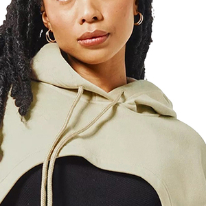 100% Cotton Crop Top Hoodies for <b>Women</b> and Long Sleeve OEM Service Winter Wear Customized Logo Crop Top Hoodies - Product Image 6