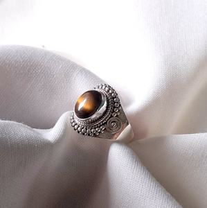 Bague œil de tigre naturel en argent sterling 925 bijoux de fiançailles de mariage fin fêtes anniversaires - Product Image 3