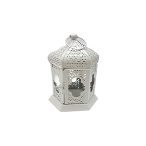 Lanternes marocaines en métal de forme hexagonale de haute qualité, de couleur blanche rétro, au design antique, au meilleur prix - Product Image 1