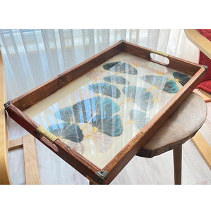 Plateau de service en bois de manguier à haute vente finition naturelle avec surface lisse au design imprimé pour plateau de thé collations - Product Image 4